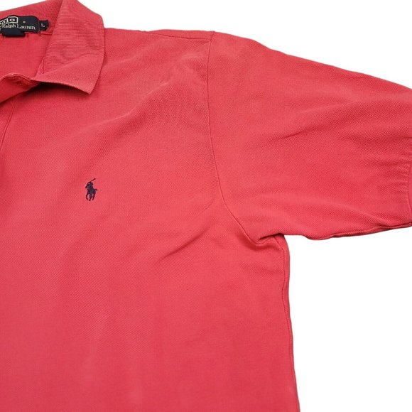 Ralph Lauren Mens L Shirt Polo Short Sleeve Black Label Red‎ with Pony-ISSUE - Picture 11 of 12